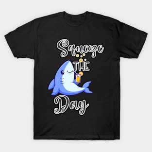 Cute shark drinking orange juice T-Shirt